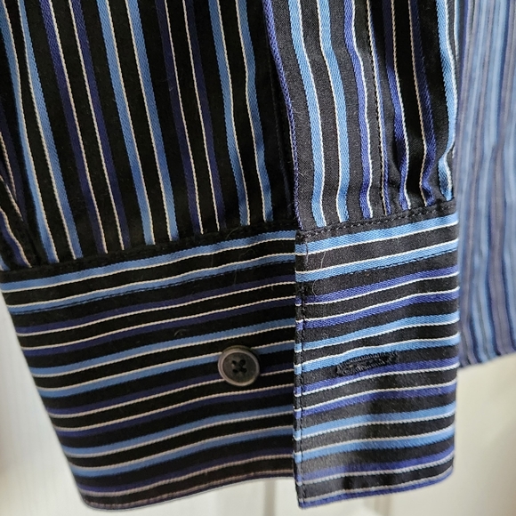 Men's Calvin Klein Striped Button Shirt Size Med - Picture 4 of 12